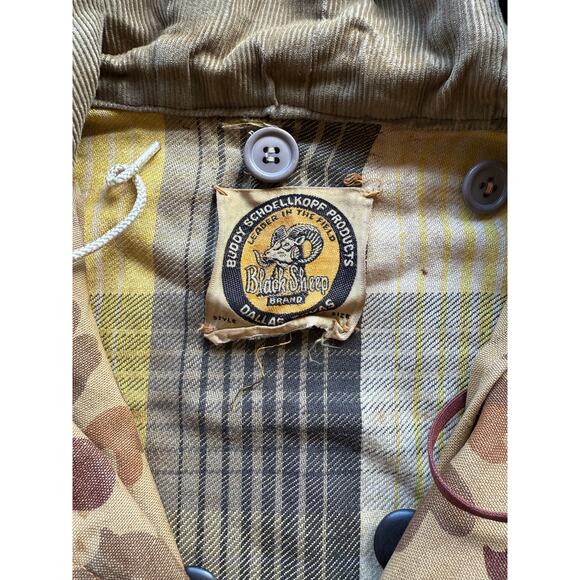 Vintage 1960s Black Sheep Brand Tan Camo Hooded Hunting Jacket Size Large/XL - Picture 3 of 12